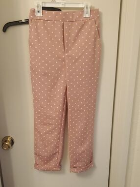 SHEIN EMERY ROSE Pink Polka Dot Capri Pants